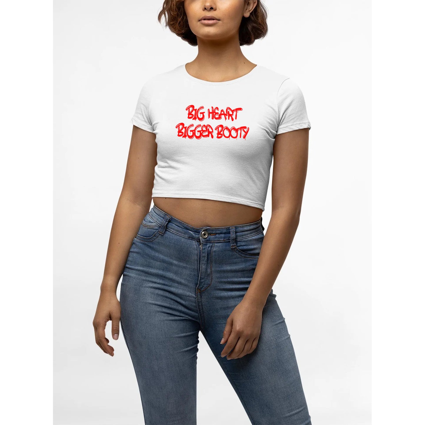 Big Heart Bigger Booty White / Red Crop T shirt