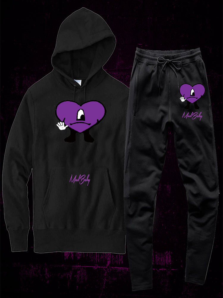Mens See Love Sweatsuit Black / Purple