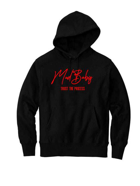 Kids Signature Black Hoodie (Red Logo)