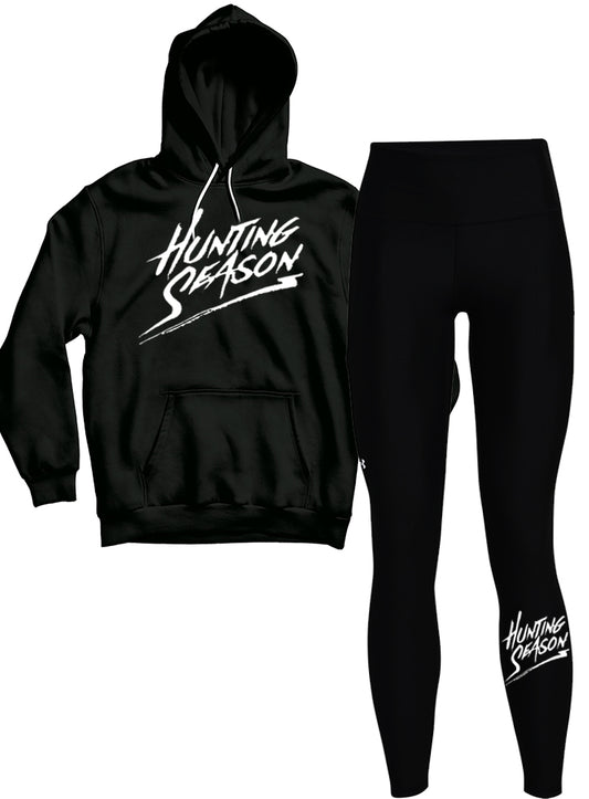 Ladies Relaxed Sweatsuit Yoga Pants Black White