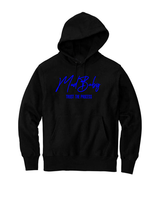 Kids Signature Black Hoodie (Blue Logo)