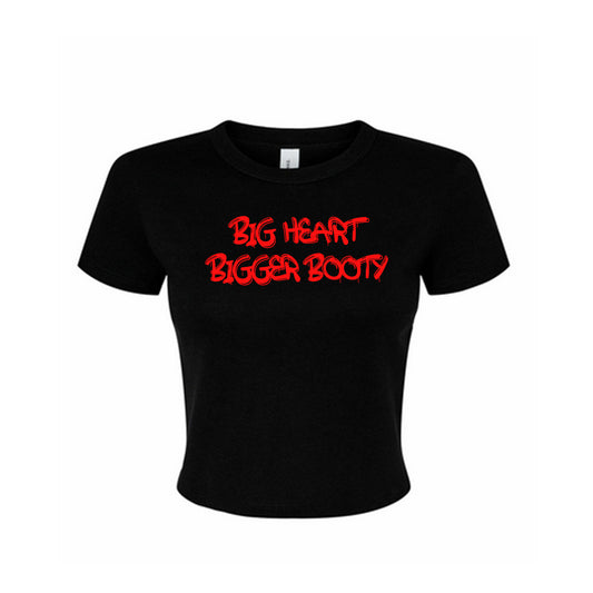 Big Heart Bigger Booty Blk / Red Crop T shirt