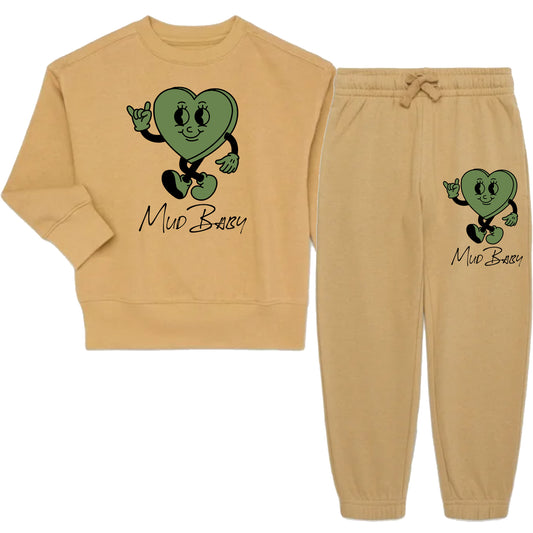 Kids Healed Sweatpants Original Nude/Green