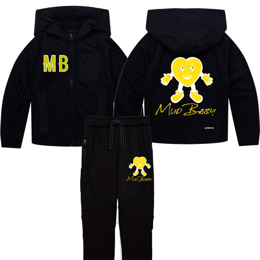 Kids Healed Tracksuit Blk/Yellow