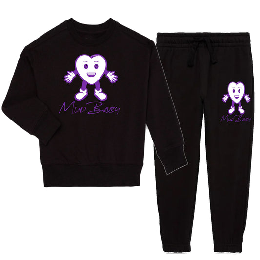 Kids Healed Sweatsuit Blk/Purple