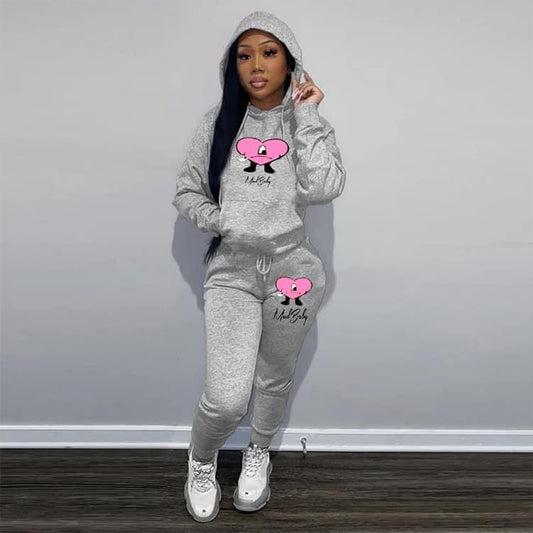 Womens See Love sweatsuit pink / gray