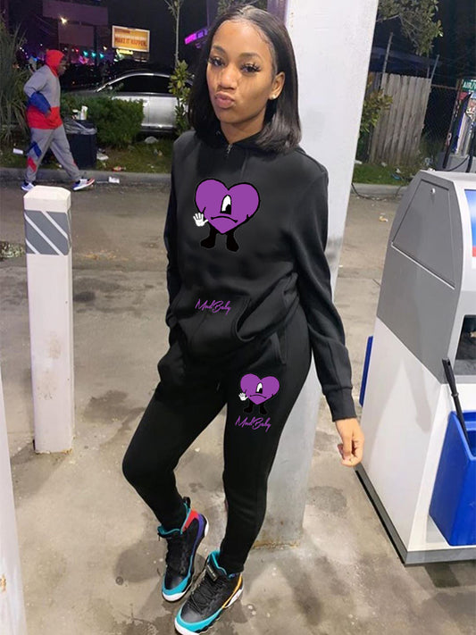 Womens See Love sweatsuit Purple/ Black