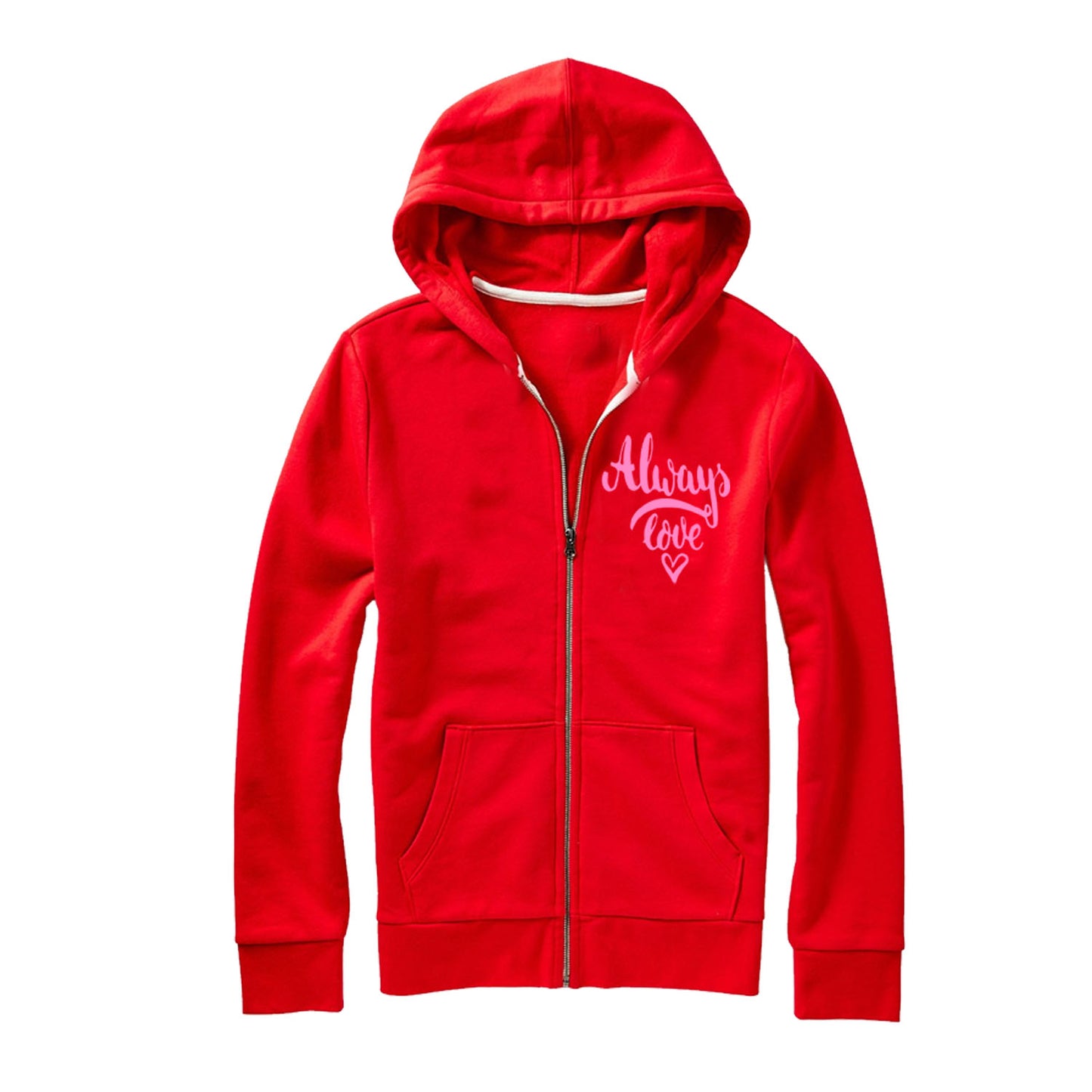 Red Limited zipper Always Love hoodie